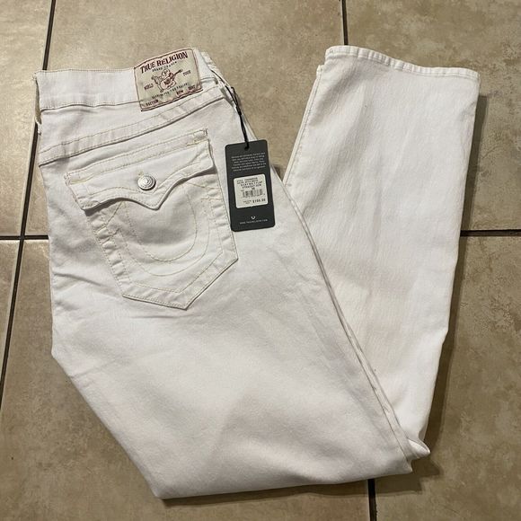 True Religion Other - $199 NEW True Religion Ricky Flap 32x32 Optic White Straight Denim Jeans